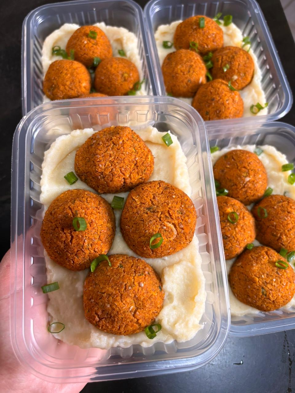 Bolinho de Abóbora c/ Purê de Batata